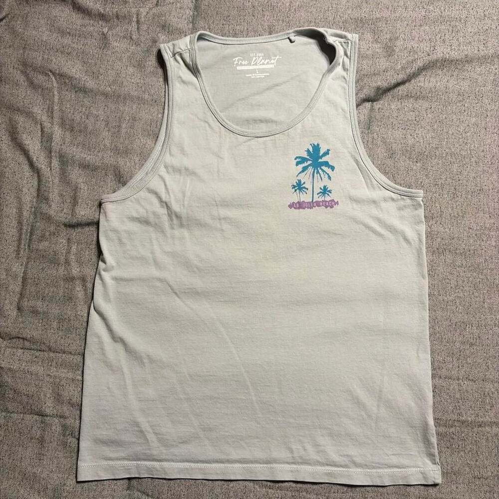 Men's Blue and Grey Tank Top